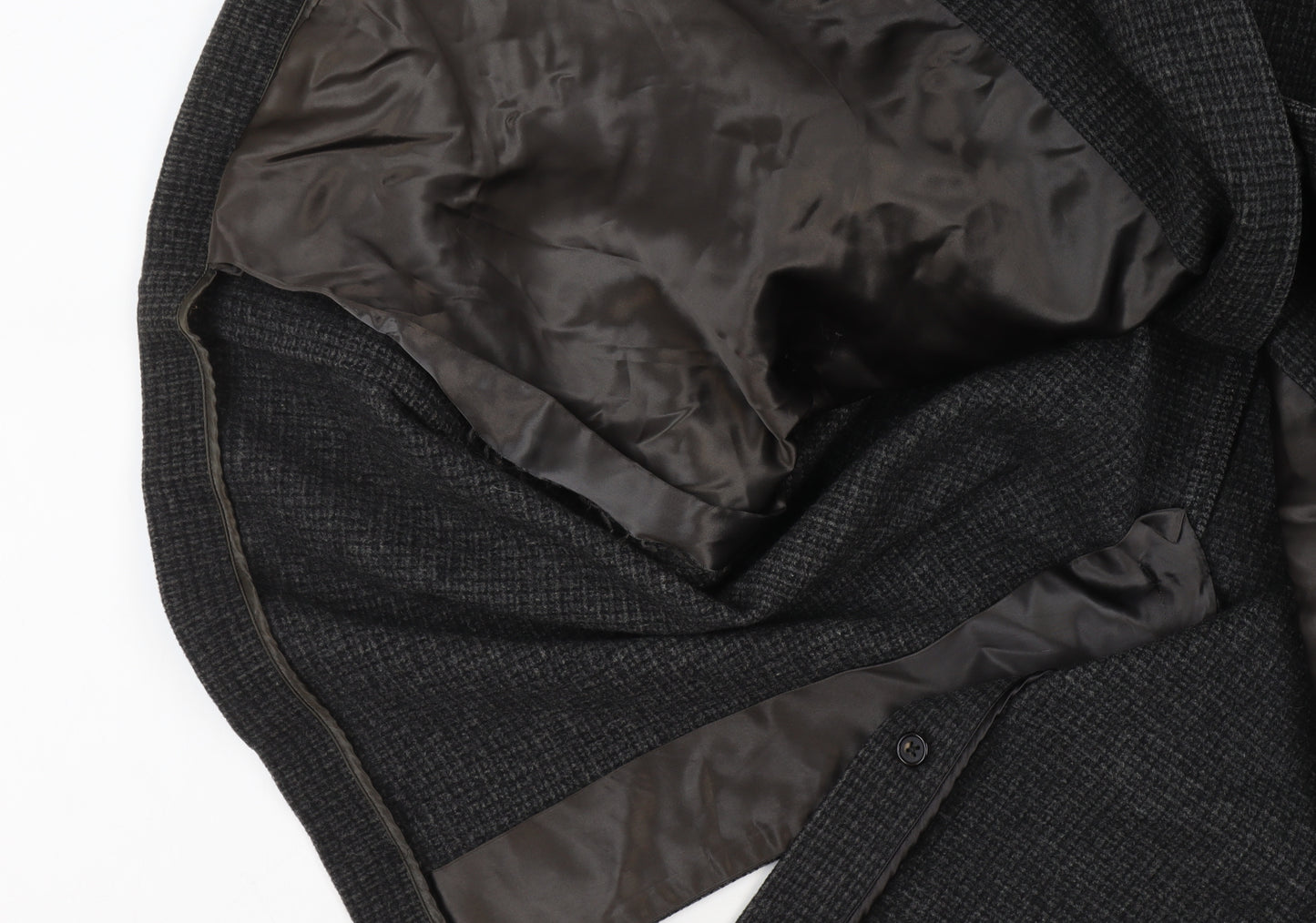 Aquascutum Men's Grey Wool Check Overcoat Size 42 Regular