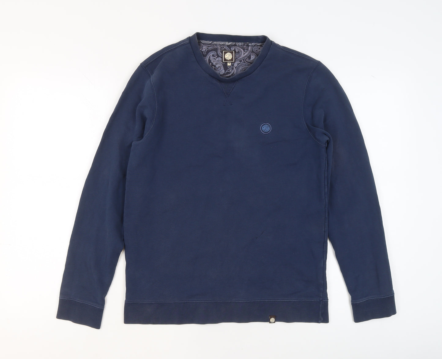 Pretty Green Men's Blue Cotton Crew Neck Pullover Sweatshirt M