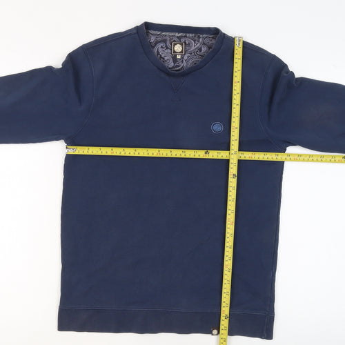 Pretty Green Men's Blue Cotton Crew Neck Pullover Sweatshirt M