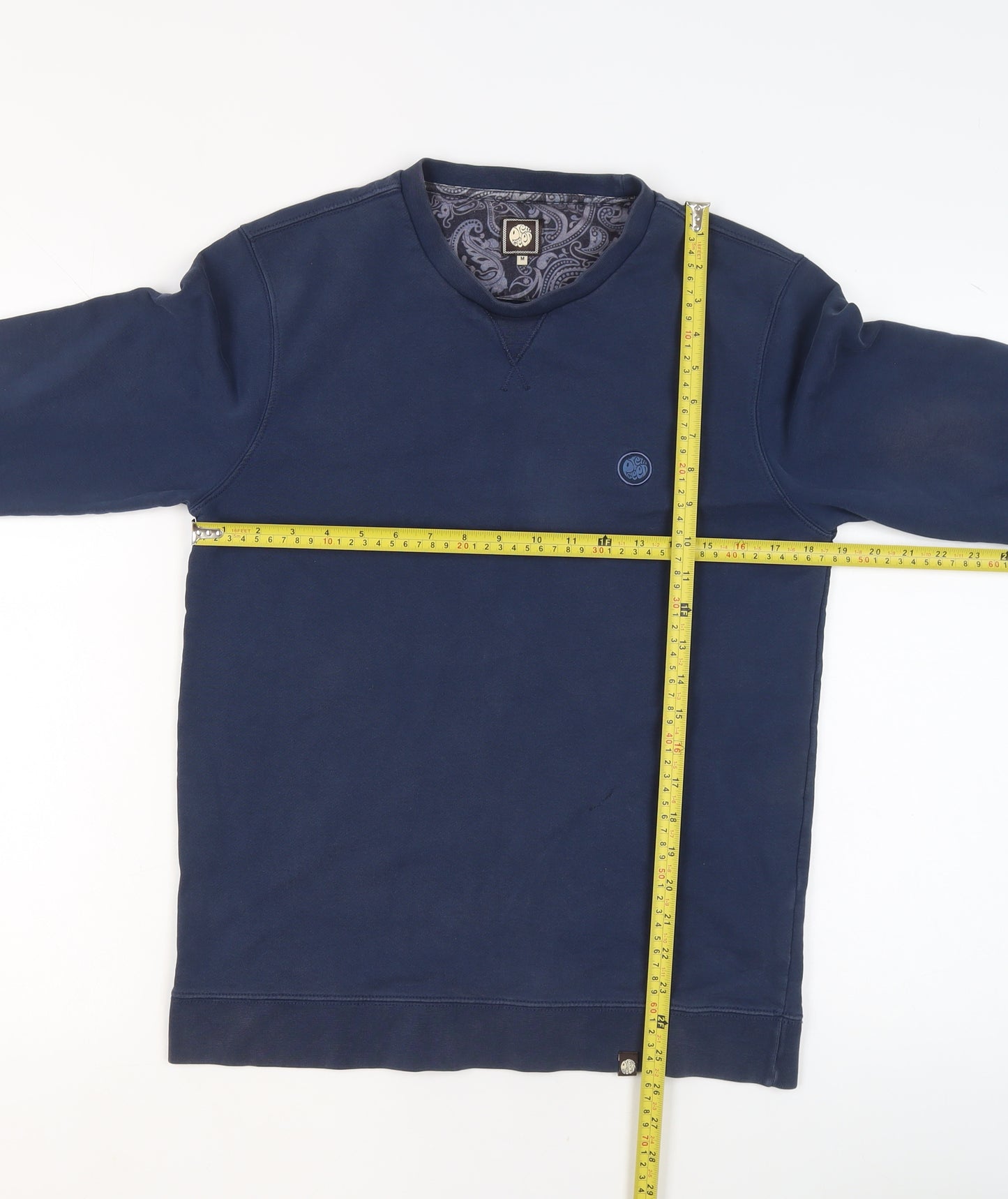 Pretty Green Men's Blue Cotton Crew Neck Pullover Sweatshirt M