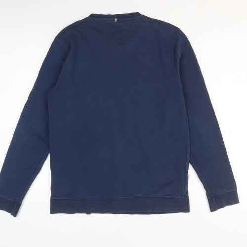 Pretty Green Men's Blue Cotton Crew Neck Pullover Sweatshirt M