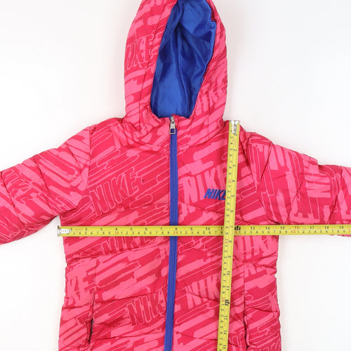 Nike Girls Pink Hooded Puffer Jacket 4 Years Winter Coat