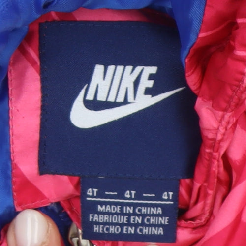 Nike Girls Pink Hooded Puffer Jacket 4 Years Winter Coat