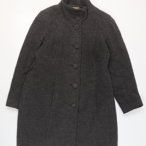 Marks and Spencer Womens Grey Wool Blend Long Coat Size S