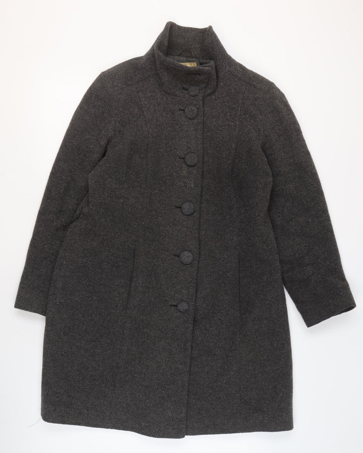 Marks and Spencer Womens Grey Wool Blend Long Coat Size S