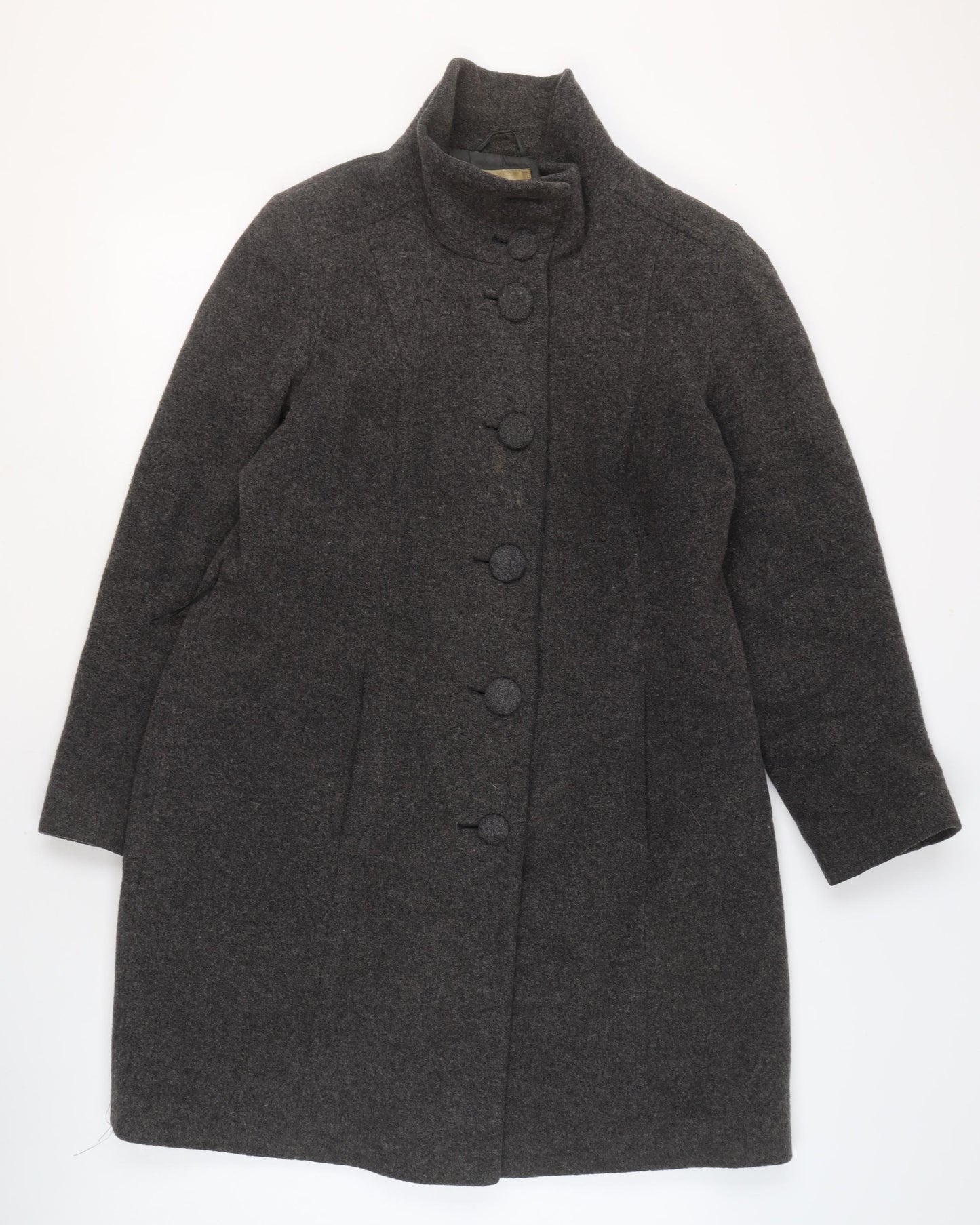 Marks and Spencer Womens Grey Wool Blend Long Coat Size S