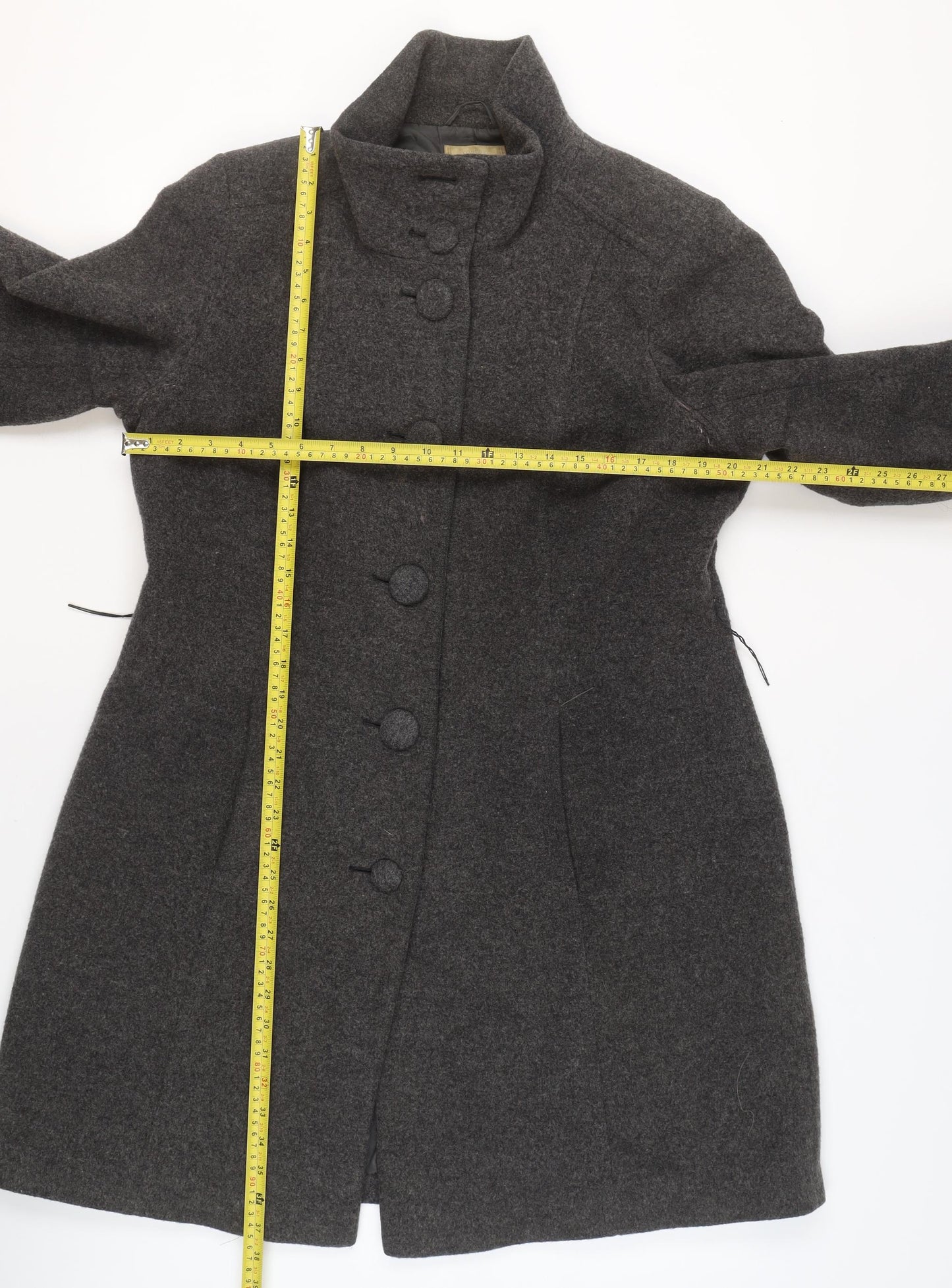 Marks and Spencer Womens Grey Wool Blend Long Coat Size S