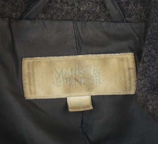 Marks and Spencer Womens Grey Wool Blend Long Coat Size S