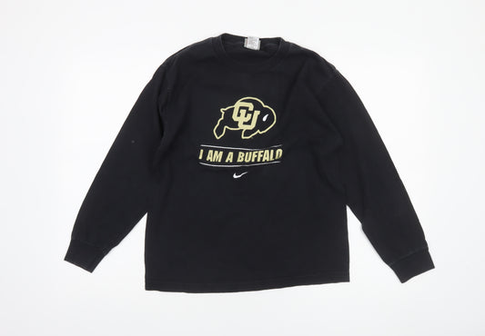 Nike Boys Black Long Sleeve Graphic Pullover T-Shirt L Sports University