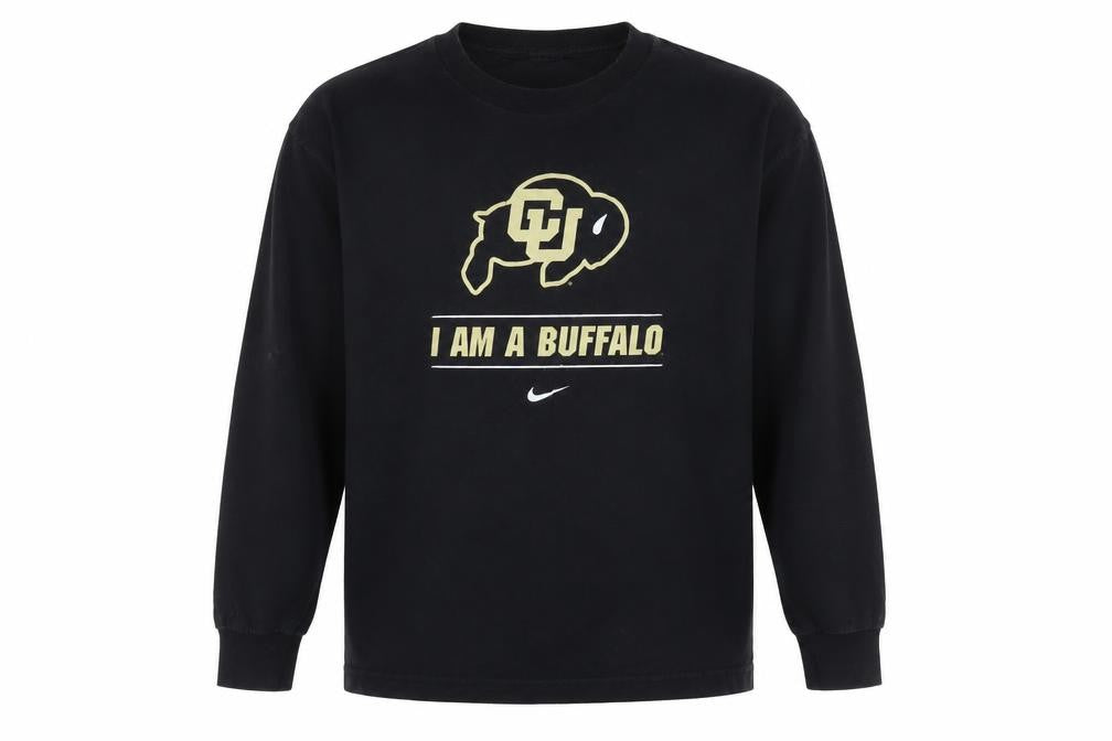 Nike Boys Black Long Sleeve Graphic Pullover T-Shirt L Sports University