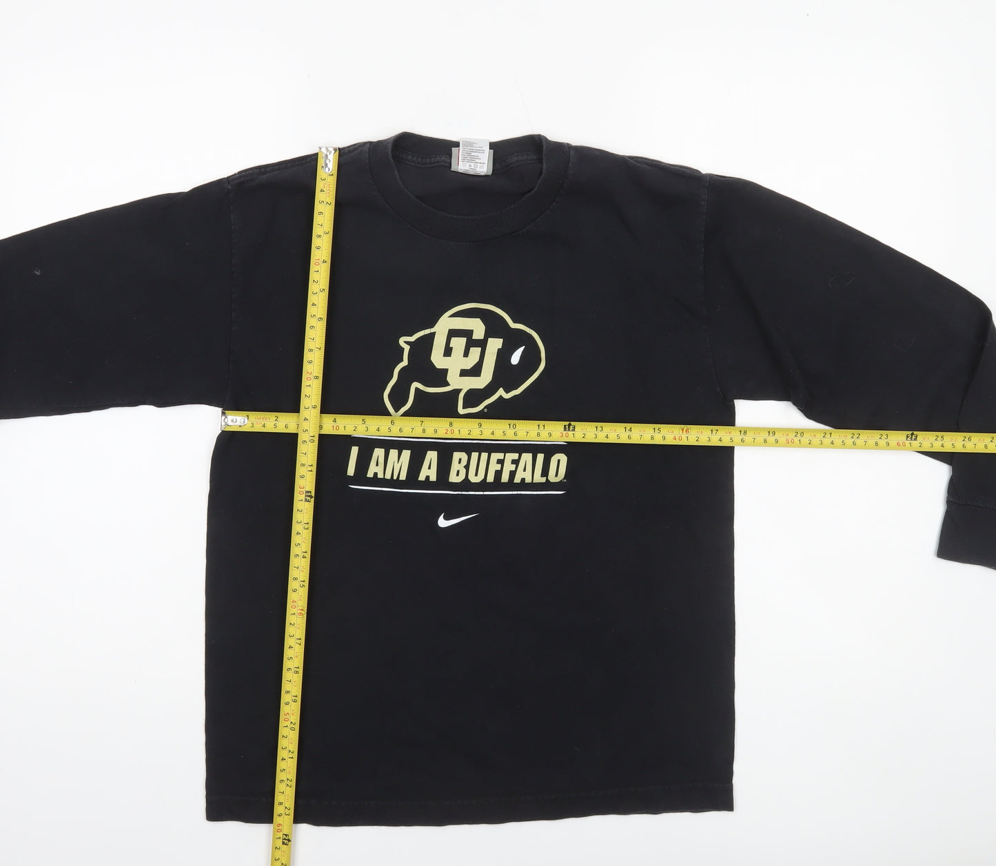 Nike Boys Black Long Sleeve Graphic Pullover T-Shirt L Sports University