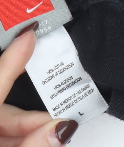 Nike Boys Black Long Sleeve Graphic Pullover T-Shirt L Sports University