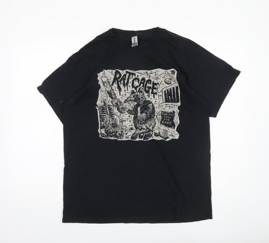 Gildan Men's Black Heavy Cotton Punk Band Graphic T-Shirt Size L