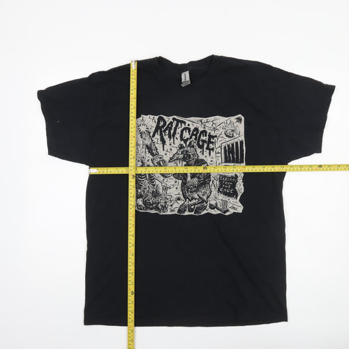 Gildan Men's Black Heavy Cotton Punk Band Graphic T-Shirt Size L