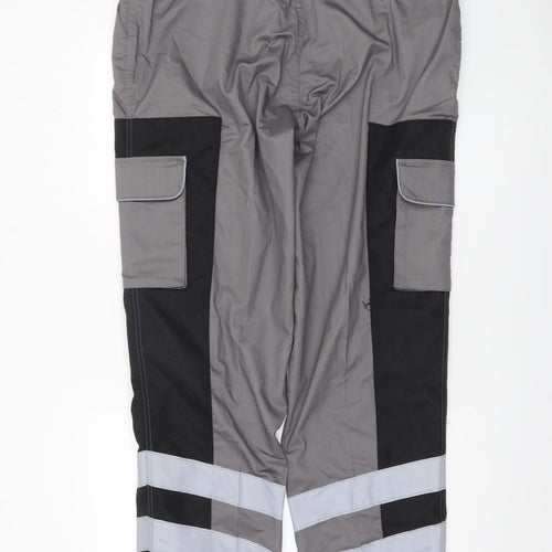 DCC Workwear Men's Grey Reflective Cargo Trousers 38L Polyester Cotton