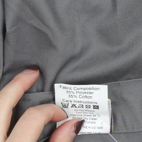 DCC Workwear Men's Grey Reflective Cargo Trousers 38L Polyester Cotton