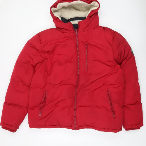 SoulCal & Co Men Red 2XL Puffer Jacket Hooded Winter Coat