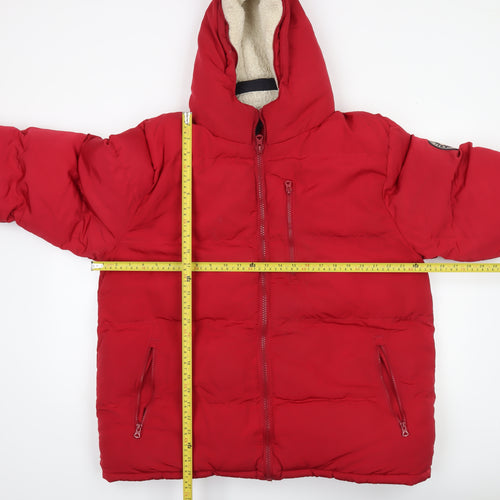 SoulCal & Co Men Red 2XL Puffer Jacket Hooded Winter Coat