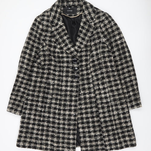 George Women’s Black Check Tweed Mid-Length Coat Size 22