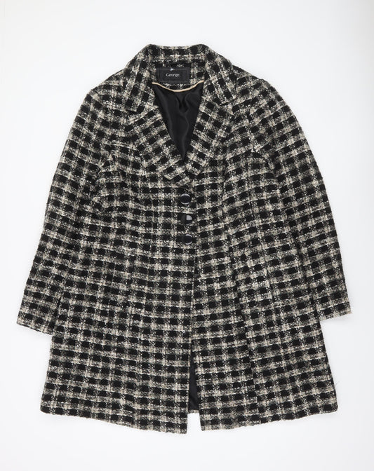 George Women’s Black Check Tweed Mid-Length Coat Size 22