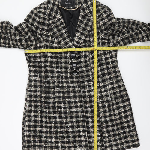 George Women’s Black Check Tweed Mid-Length Coat Size 22