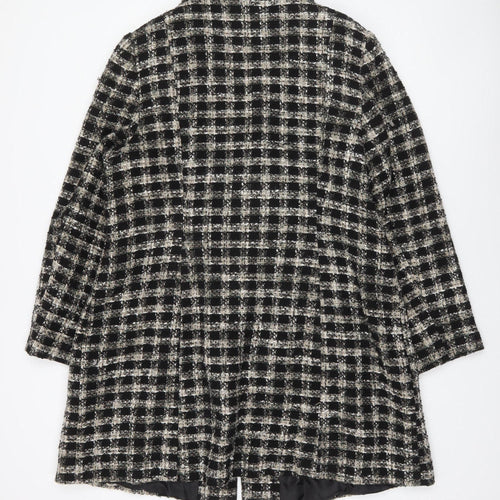 George Women’s Black Check Tweed Mid-Length Coat Size 22