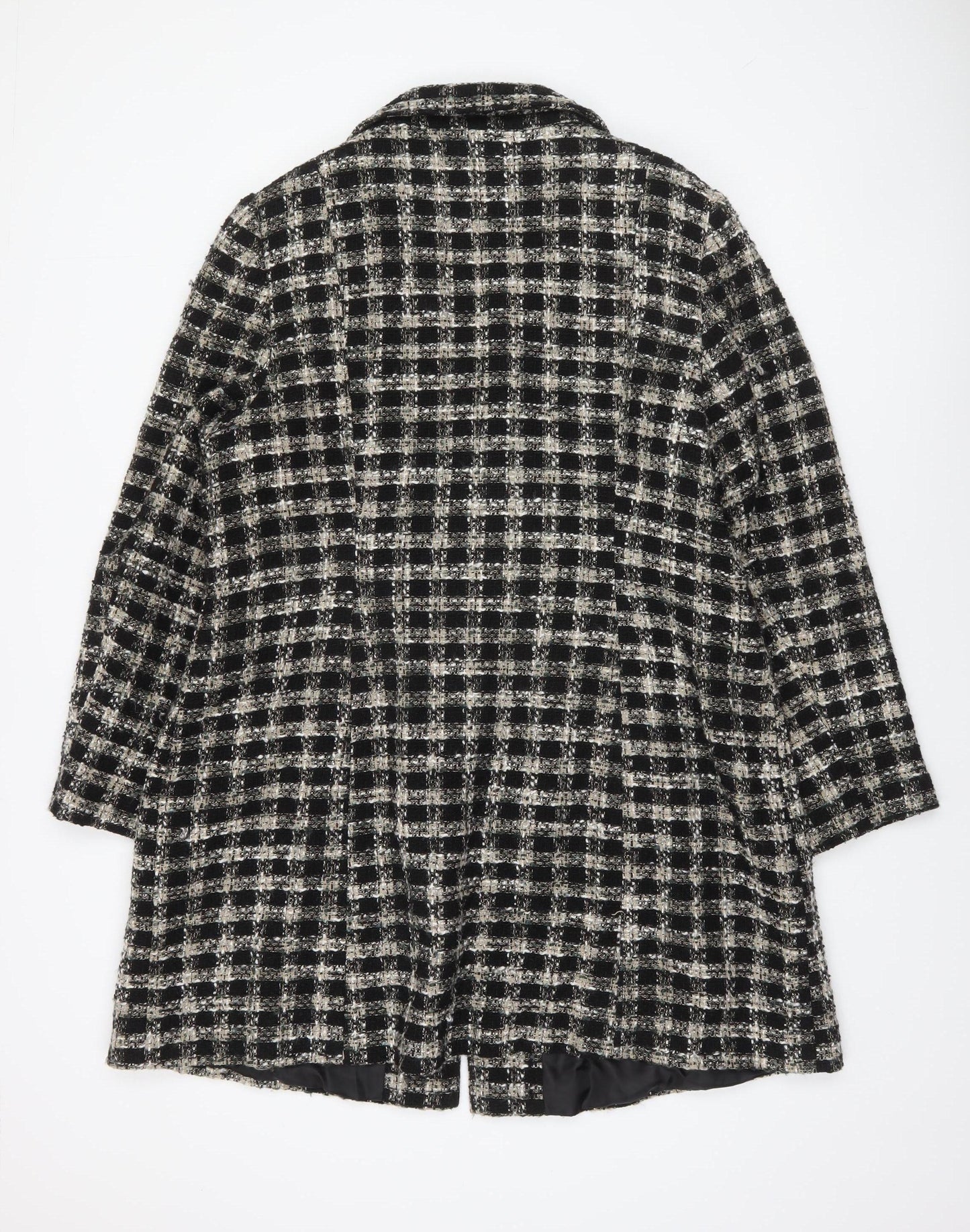 George Women’s Black Check Tweed Mid-Length Coat Size 22