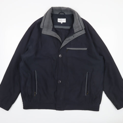 EWM Pure Classics Men's Blue L Basic Jacket Polyester Nylon Lined Zip Button Casual