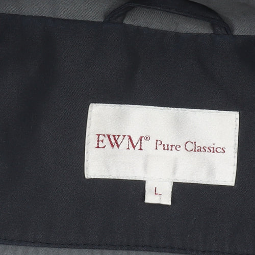 EWM Pure Classics Men's Blue L Basic Jacket Polyester Nylon Lined Zip Button Casual