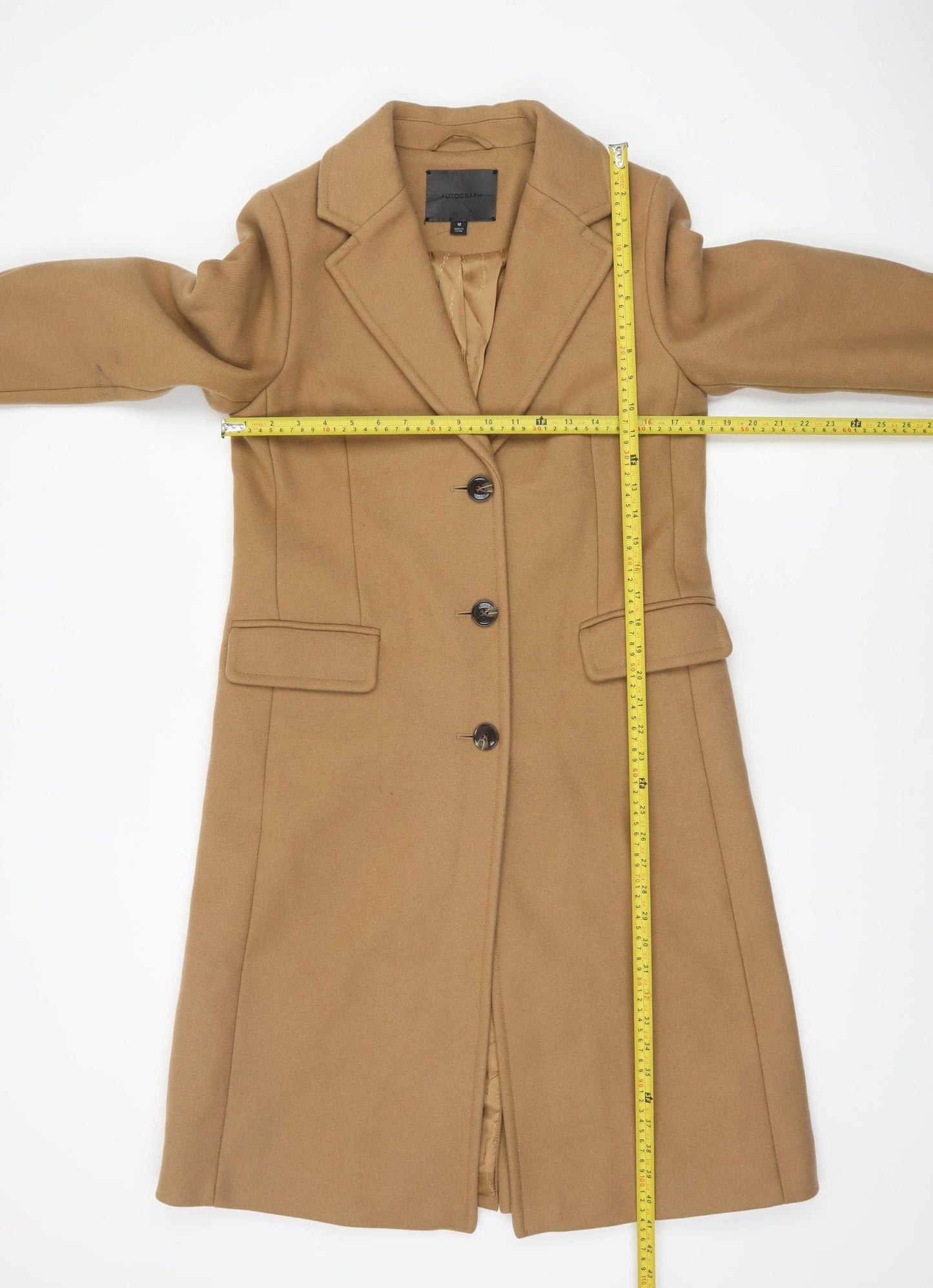 Marks and Spencer Women Beige Wool Cashmere Long Coat Size 10