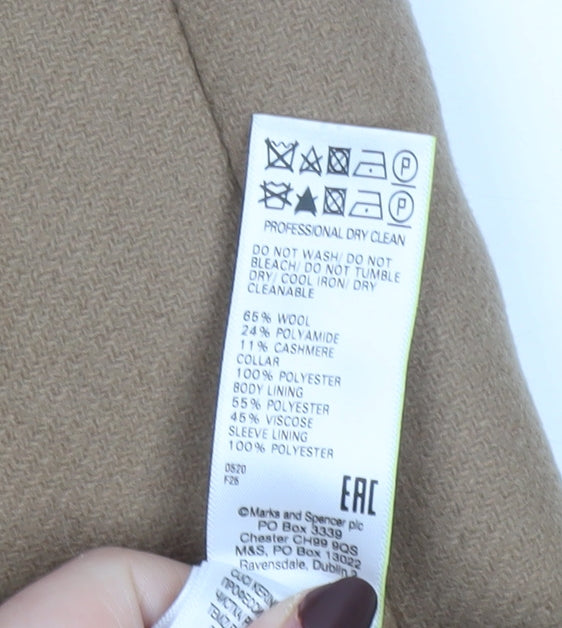 Marks and Spencer Women Beige Wool Cashmere Long Coat Size 10