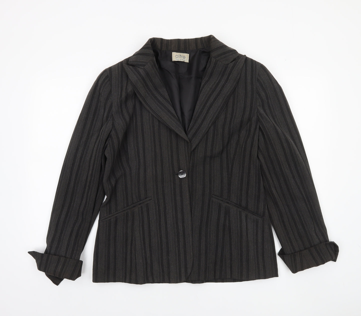 Oltre Women’s Brown Pinstripe Single-Breasted Blazer Size 16
