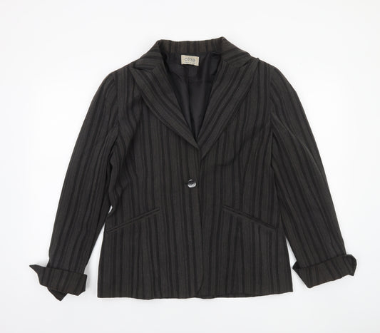 Oltre Women’s Brown Pinstripe Single-Breasted Blazer Size 16