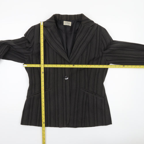 Oltre Women’s Brown Pinstripe Single-Breasted Blazer Size 16
