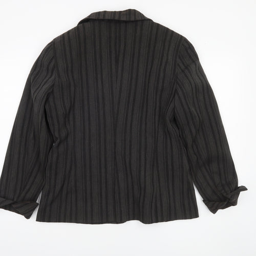 Oltre Women’s Brown Pinstripe Single-Breasted Blazer Size 16