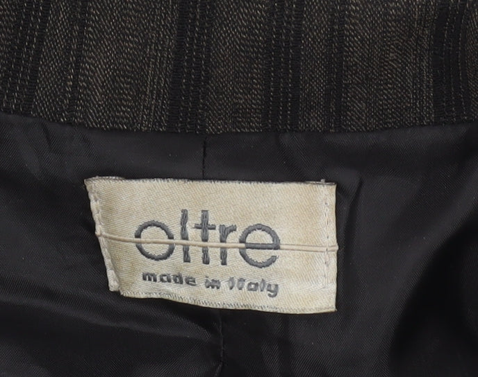 Oltre Women’s Brown Pinstripe Single-Breasted Blazer Size 16