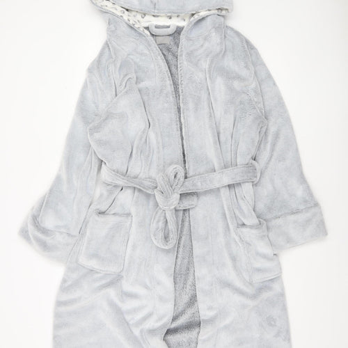 New Look Women’s Grey Fleece Hooded Belted Robe L