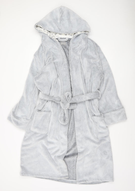 New Look Women’s Grey Fleece Hooded Belted Robe L