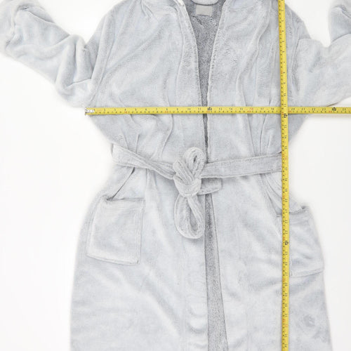 New Look Women’s Grey Fleece Hooded Belted Robe L