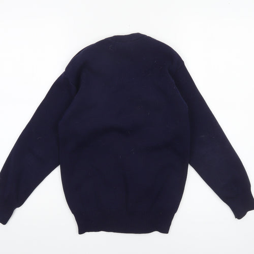 Hunter Boys Navy V-Neck Acrylic School Jumper Size 32 Long Sleeve