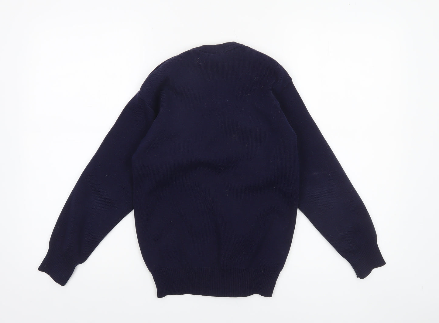 Hunter Boys Navy V-Neck Acrylic School Jumper Size 32 Long Sleeve