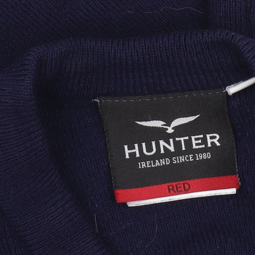 Hunter Boys Navy V-Neck Acrylic School Jumper Size 32 Long Sleeve