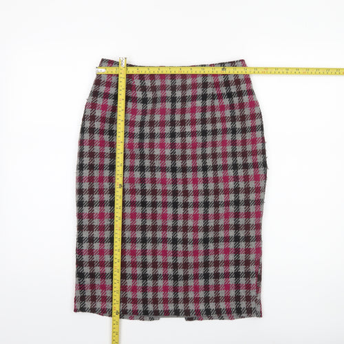 Next Women’s Multicoloured Check Tweed Pencil Skirt Size 8
