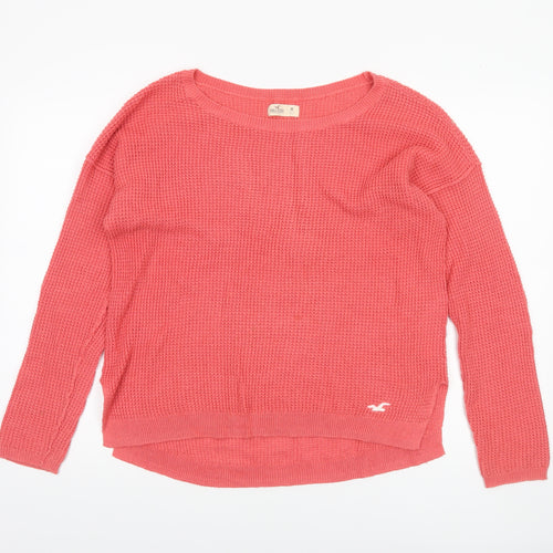 Hollister Womens Pink Knit Crew Neck Long Sleeve Pullover Jumper M