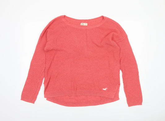 Hollister Womens Pink Knit Crew Neck Long Sleeve Pullover Jumper M