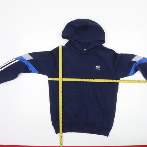 Adidas Boys Navy Blue Pullover Hoodie 12-13 Years Cotton Blend