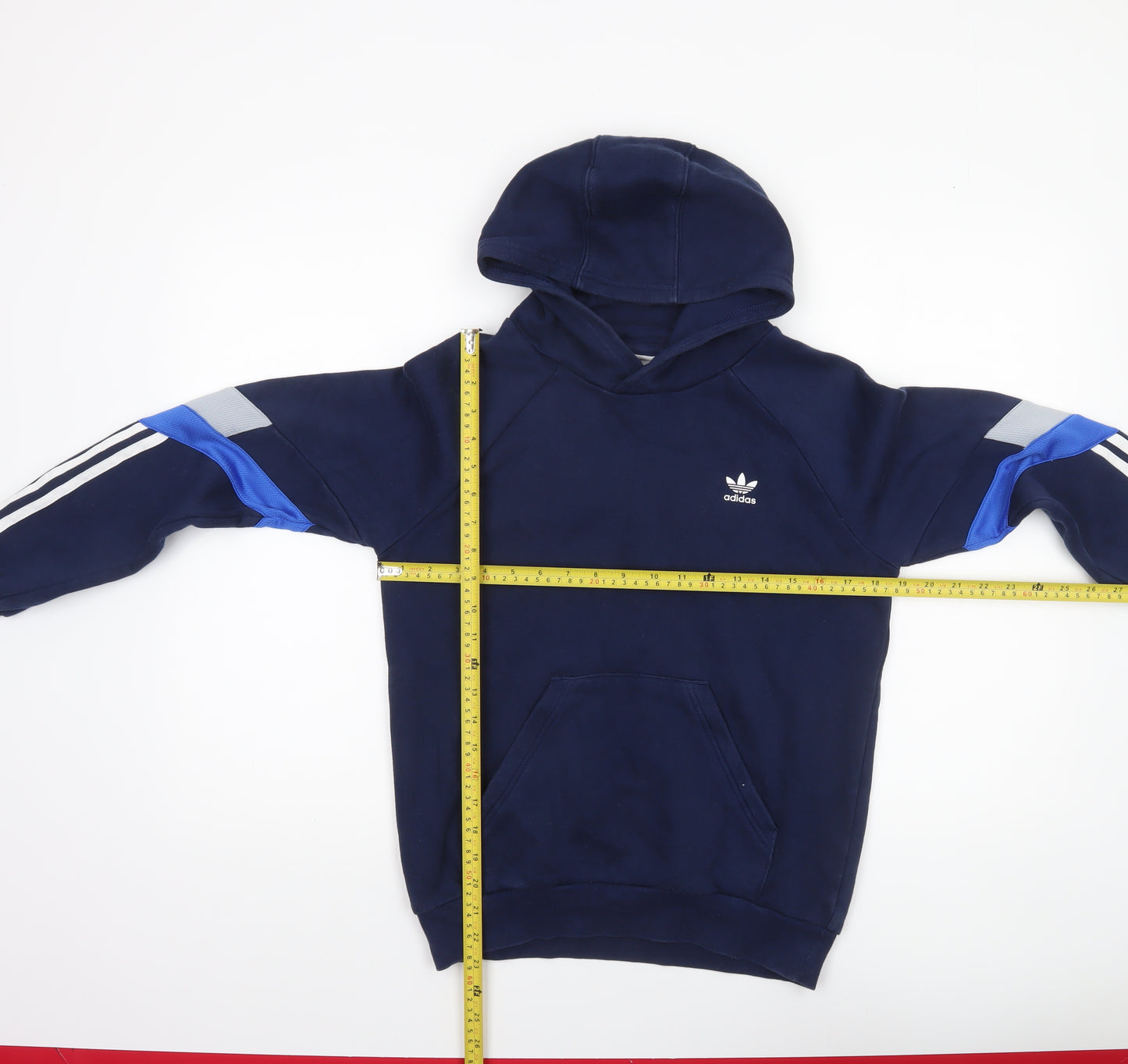 Adidas Boys Navy Blue Pullover Hoodie 12-13 Years Cotton Blend