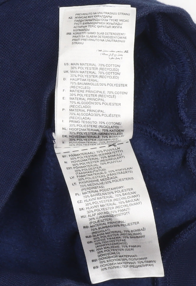 Adidas Boys Navy Blue Pullover Hoodie 12-13 Years Cotton Blend