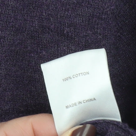 JP Cole Men's Purple V-Neck Cotton Jumper Size L Classic Knit