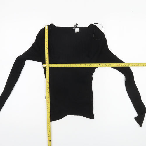 H&M Divided Womens Black XS Rib Knit Slim Fit Pullover Jumper